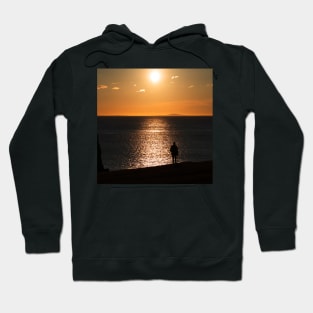 Silhoutte of a Man Watching Sunset by the Sea in Scotland Hoodie